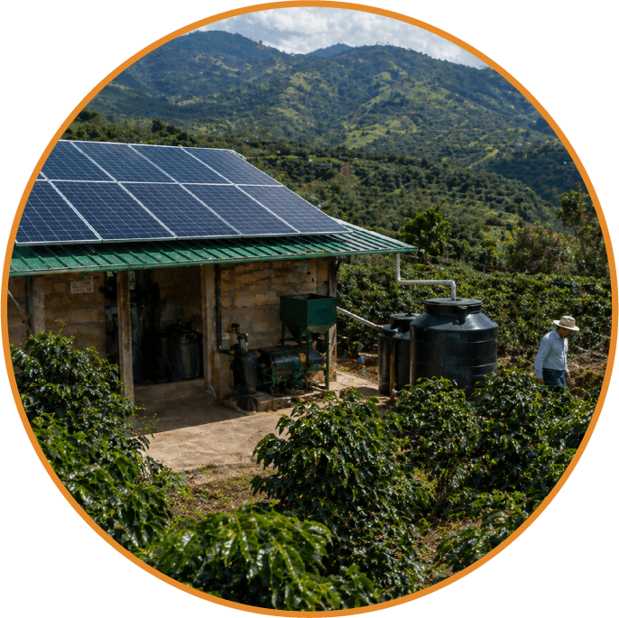 Paneles solares instalados en una finca rural.